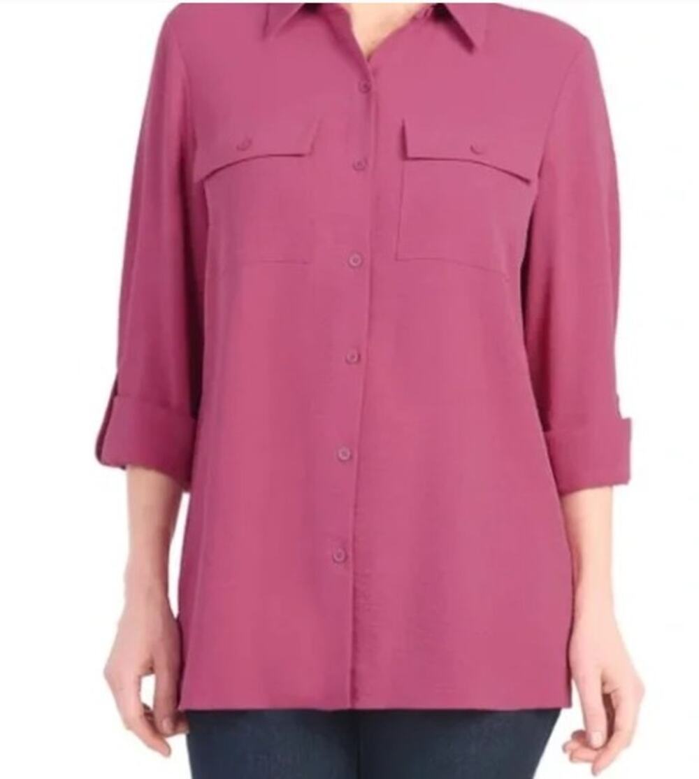 Hilary Radley NEW NWT Womens Large Button Front Shirt Pink